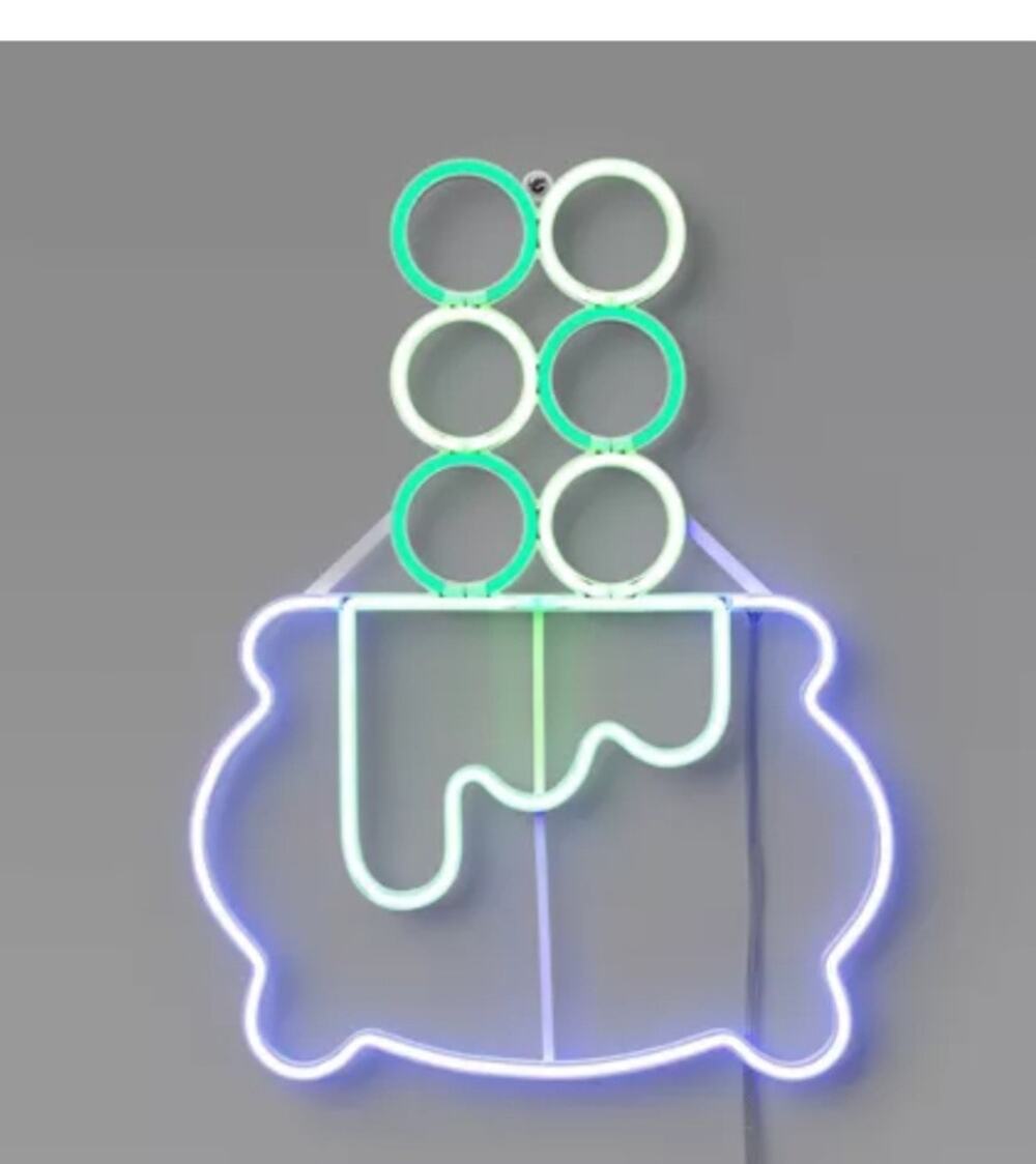 Brewing Cauldron Animated Faux Neon LED Halloween Decoration